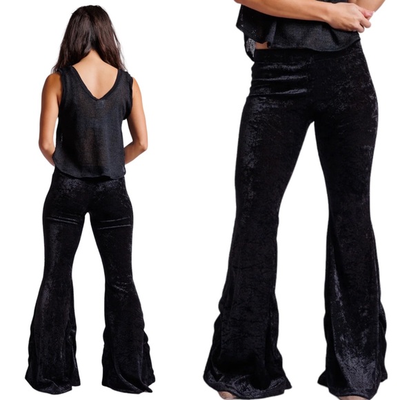 Kucoon Designs Black Velvet Flair Pants - Picture 13 of 15